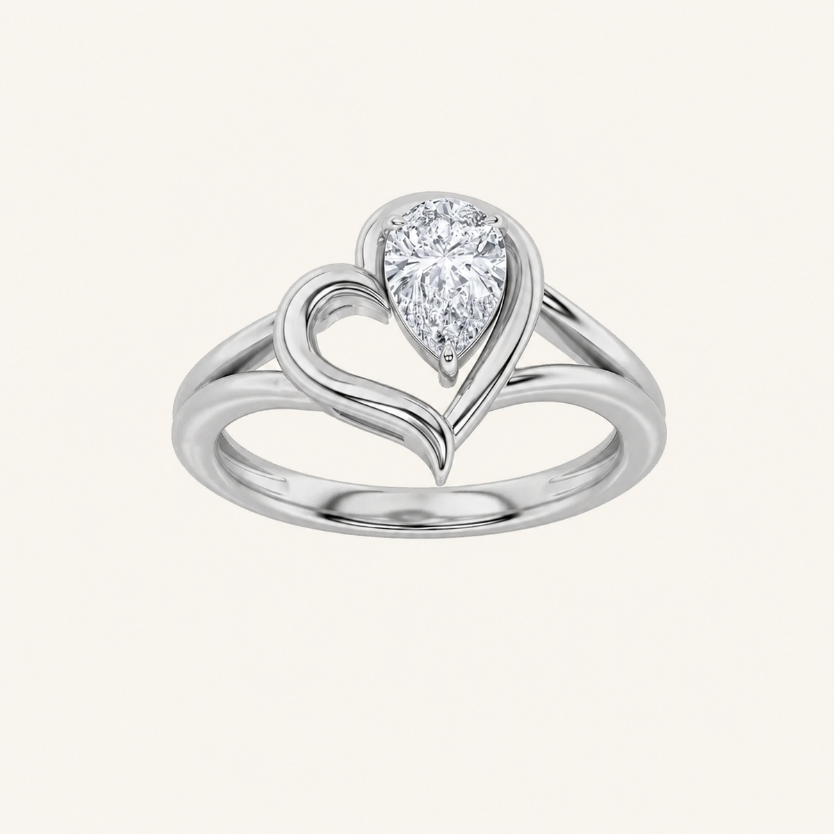 0.50CT Pear Cut Lab Grown Diamond Solitaire Ring