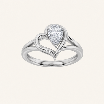 0.50CT Pear Cut Lab Grown Diamond Solitaire Ring