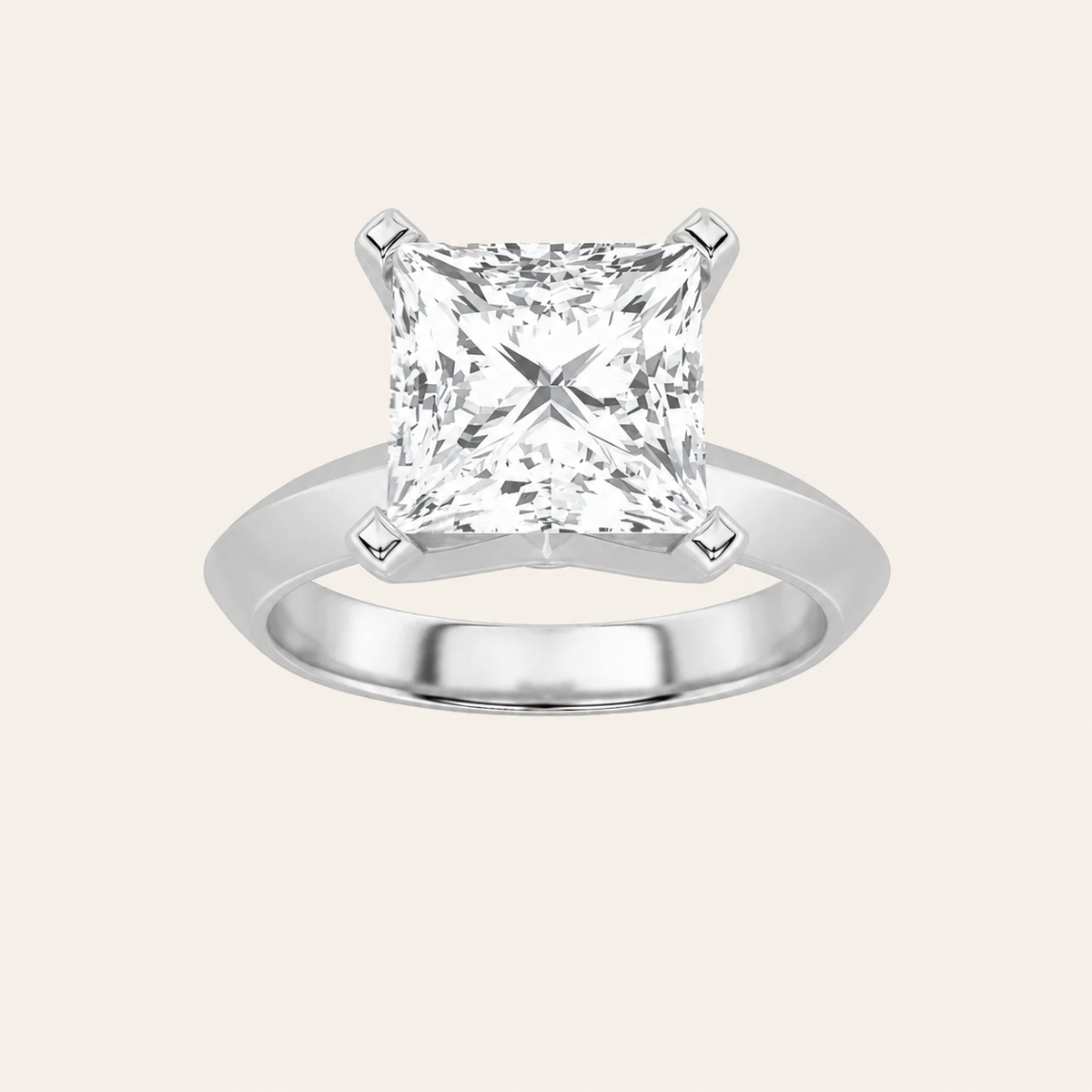 3CT Princess Cut Lab Grown Diamond Solitaire Ring