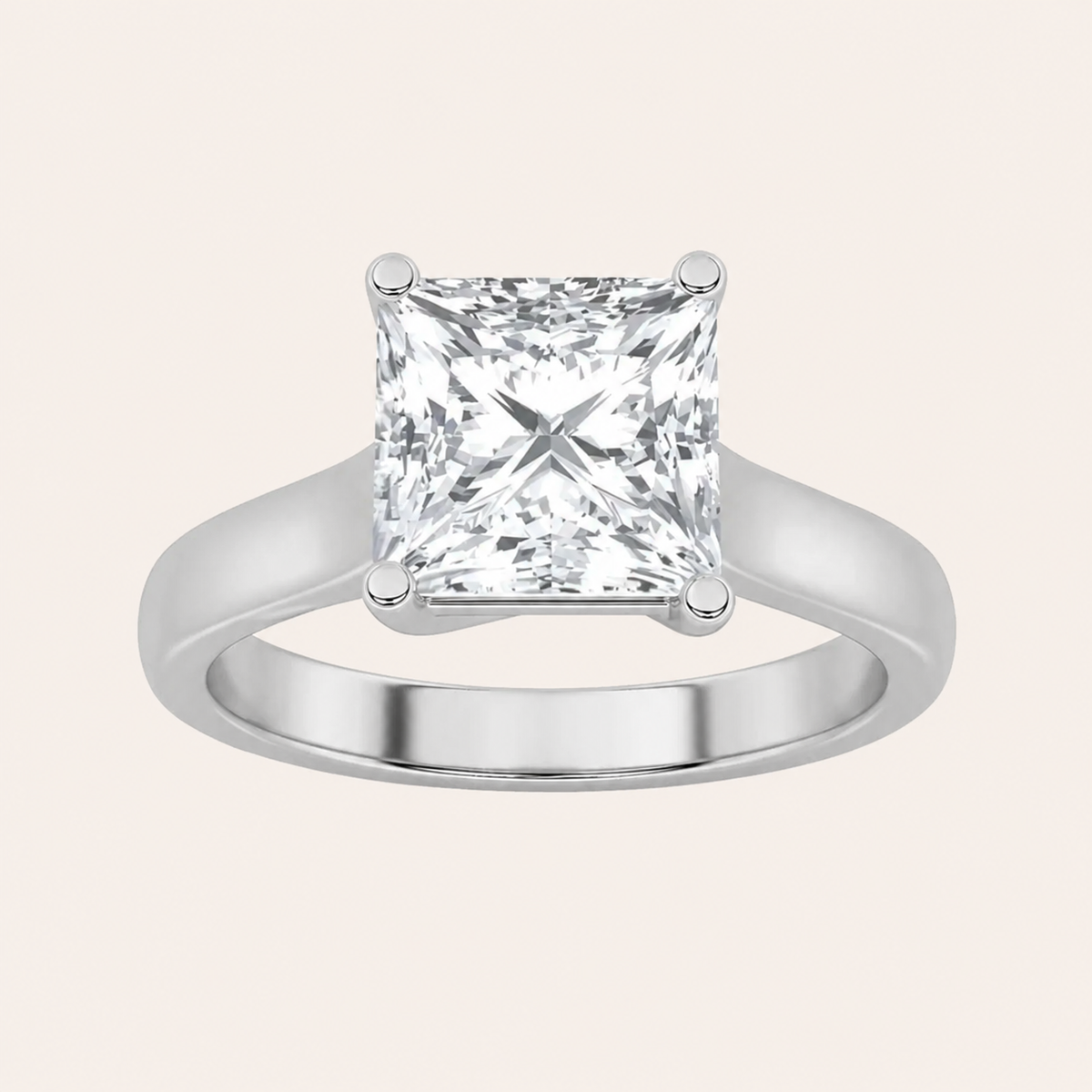 2CT Princess Cut Lab Grown Diamond Solitaire Ring