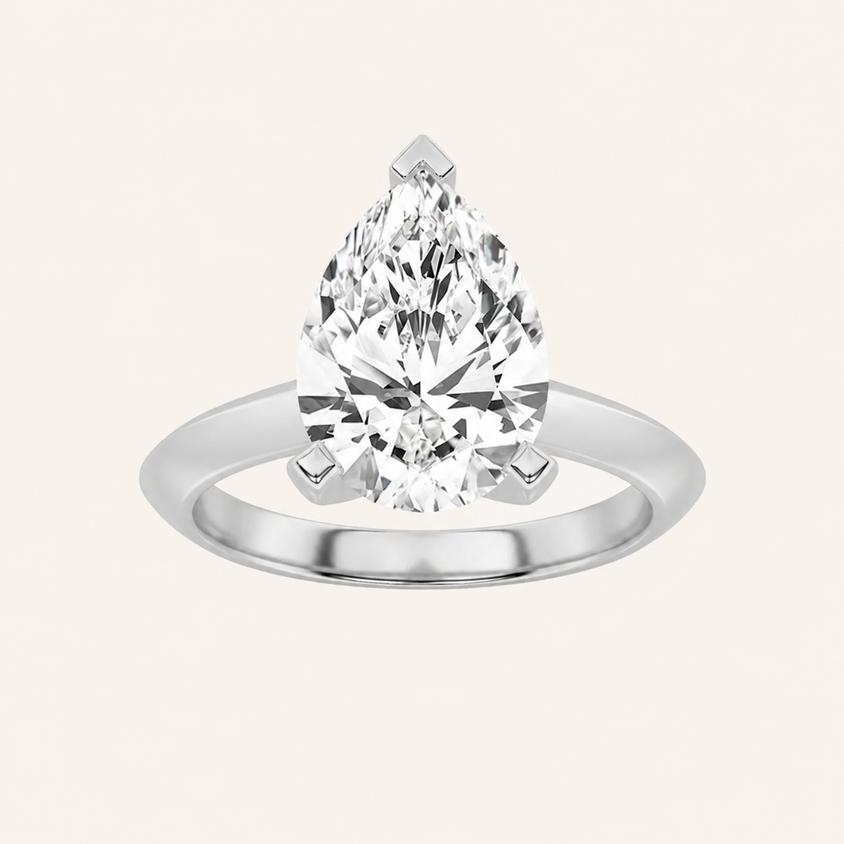 1CT Pear Cut Lab Grown Diamond Solitaire Ring