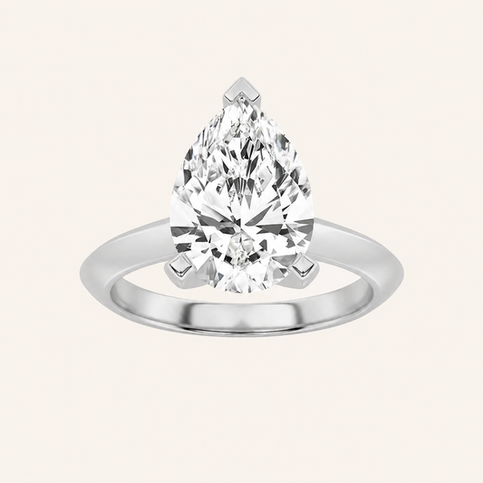 1CT Pear Cut Lab Grown Diamond Solitaire Ring