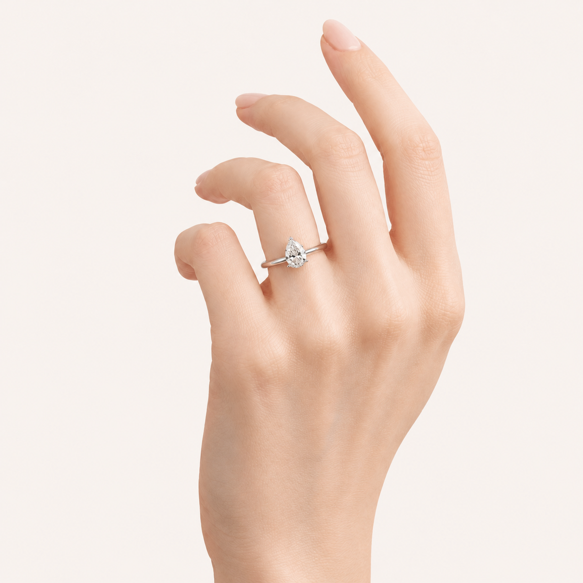1CT Pear Cut Lab Grown Diamond Solitaire Ring