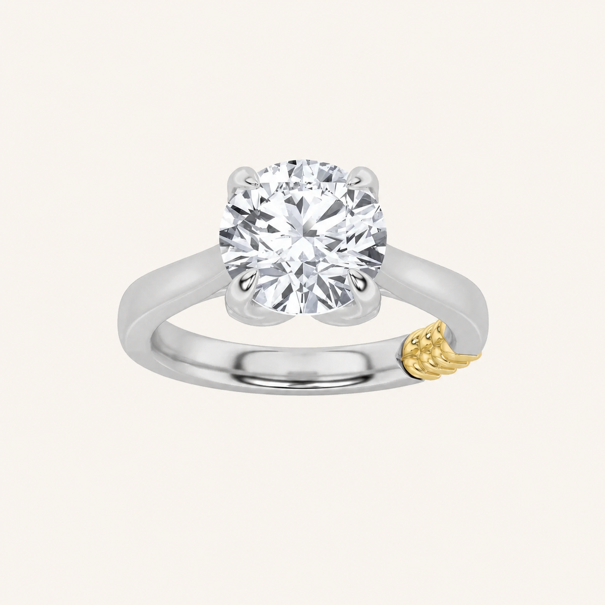 2CT Round Cut Lab Grown Diamond Two Tone Solitaire Ring