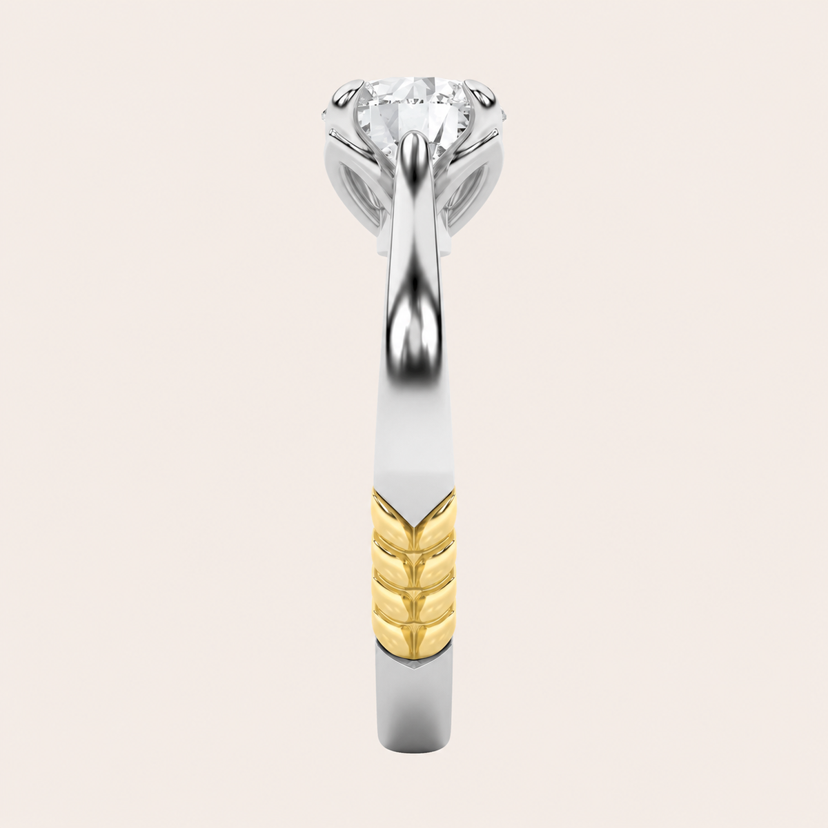 2CT Round Cut Lab Grown Diamond Two Tone Solitaire Ring
