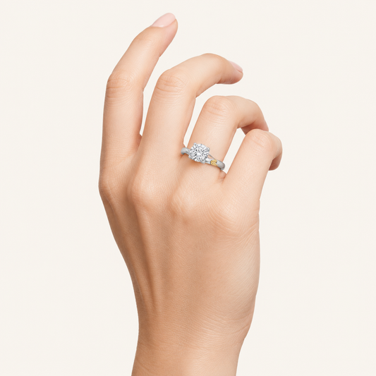 2CT Round Cut Lab Grown Diamond Two Tone Solitaire Ring