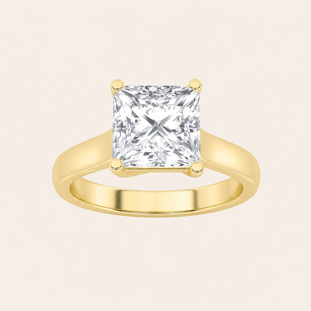 3CT Princess Cut Lab Grown Diamond Solitaire Ring