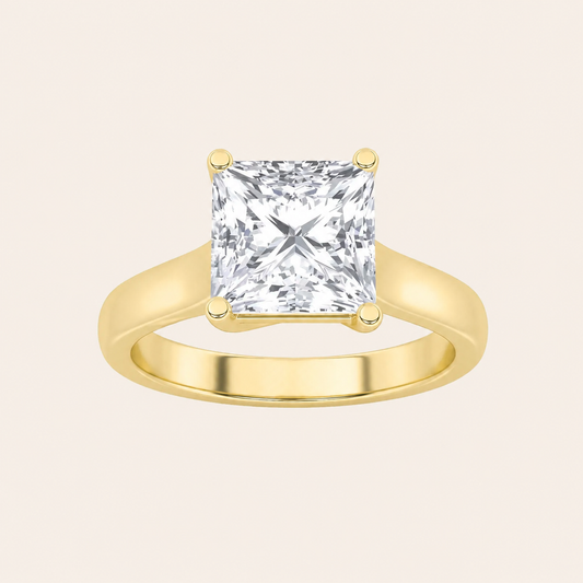 3CT Princess Cut Lab Grown Diamond Solitaire Ring