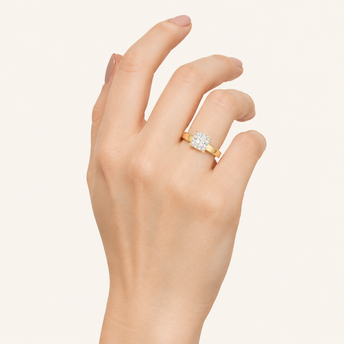 3CT Princess Cut Lab Grown Diamond Solitaire Ring