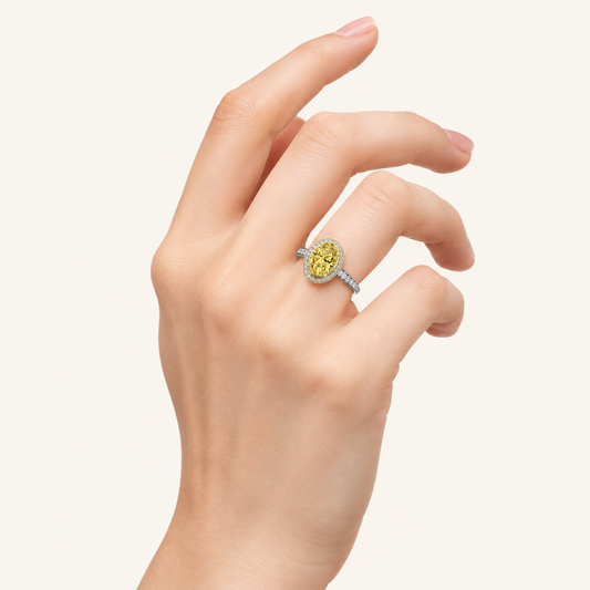 3.5CT Oval Cut Lab Grown Diamond Bold Accented Statement Halo Side Stone Ring
