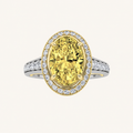 3.5CT Oval Cut Lab Grown Diamond Bold Accented Statement Halo Side Stone Ring