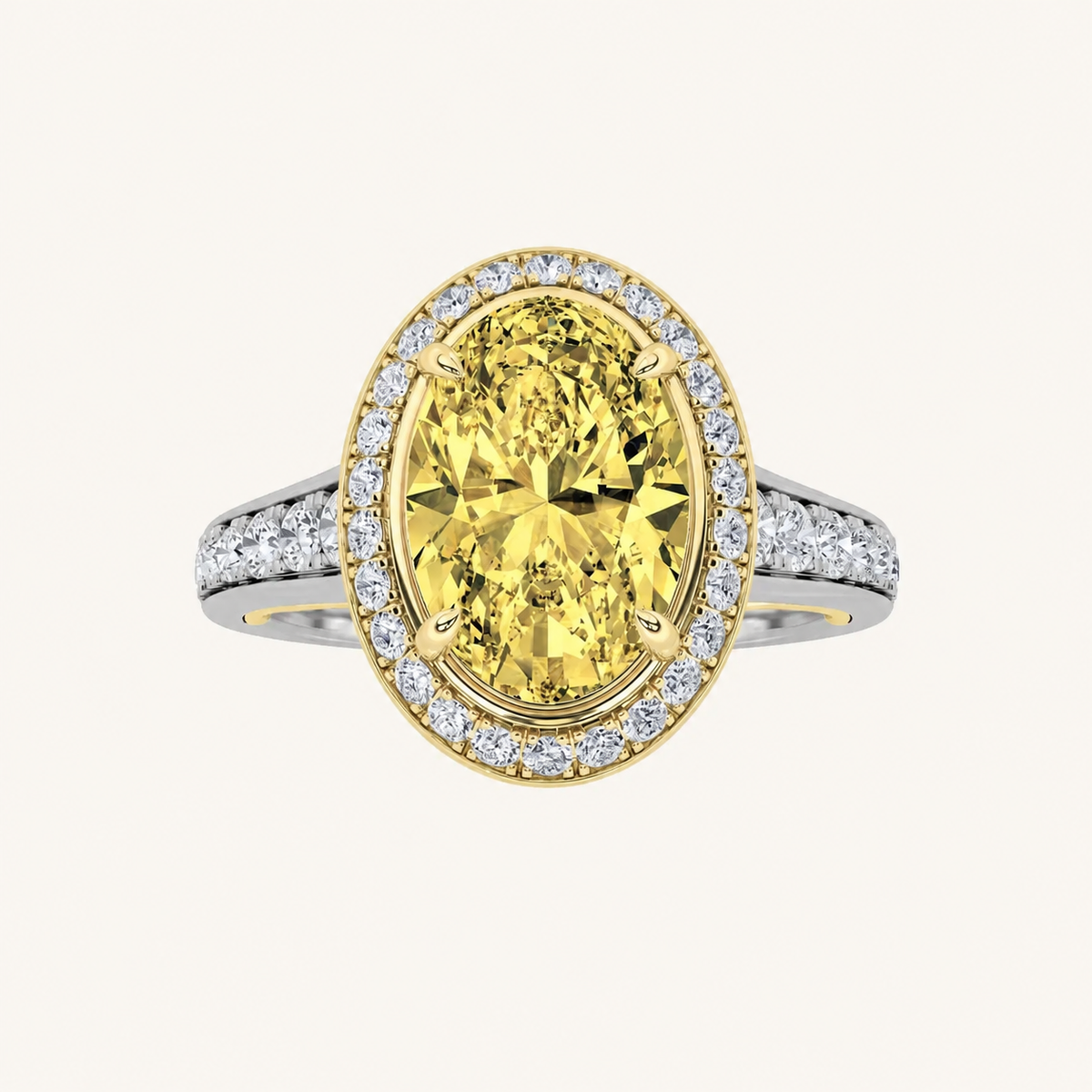 3.5CT Oval Cut Lab Grown Diamond Bold Accented Statement Halo Side Stone Ring