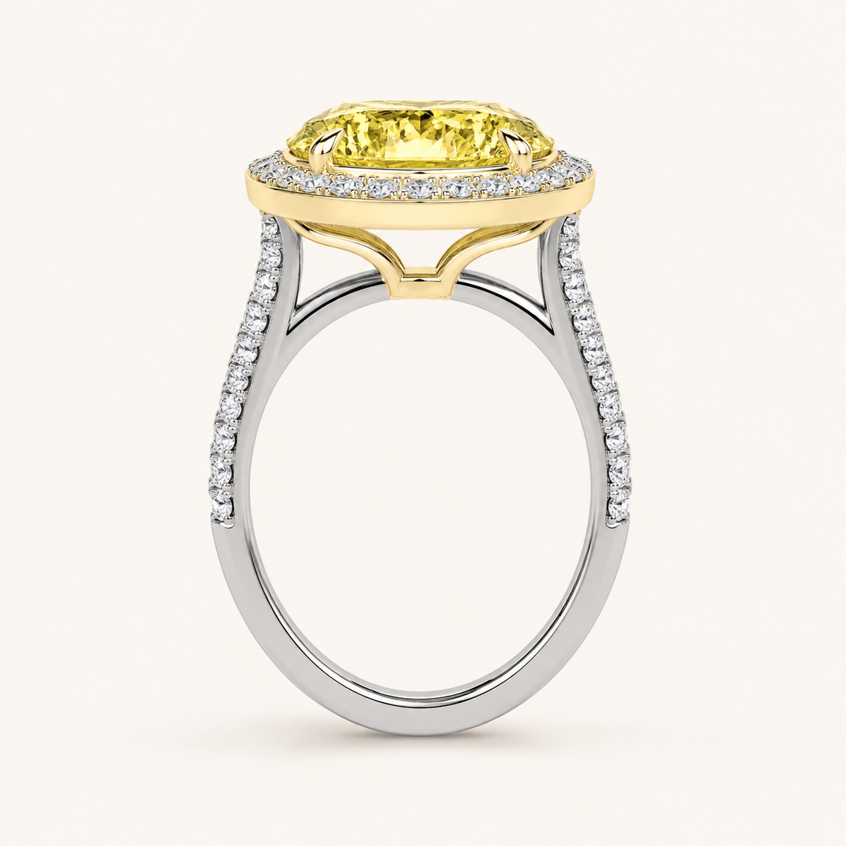 3.5CT Oval Cut Lab Grown Diamond Bold Accented Statement Halo Side Stone Ring