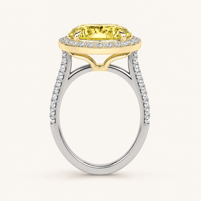 3.5CT Oval Cut Lab Grown Diamond Bold Accented Statement Halo Side Stone Ring