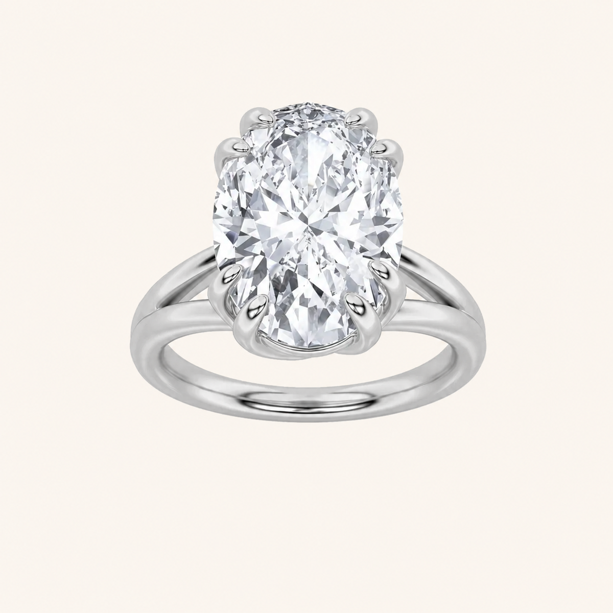 5CT Oval Cut Lab Grown Diamond Solitaire Ring