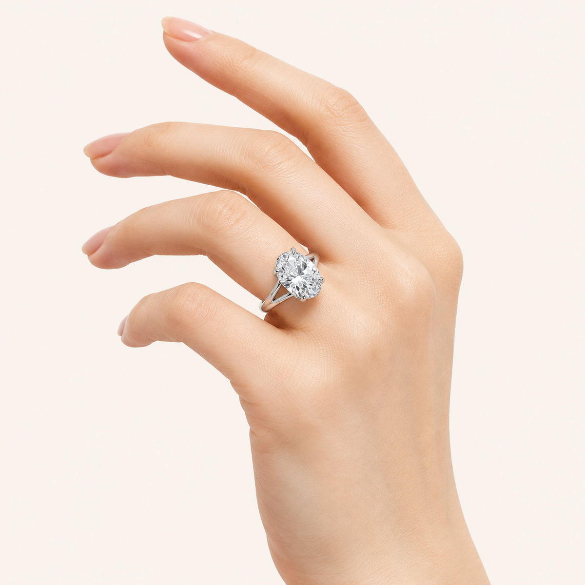 5CT Oval Cut Lab Grown Diamond Solitaire Ring