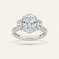 5CT Oval Cut Lab Grown Diamond Three Stone Side Stone Ring
