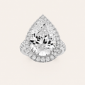 6.25CT Pear Cut Lab Grown Diamond Bold Accented Halo Side Stone Ring