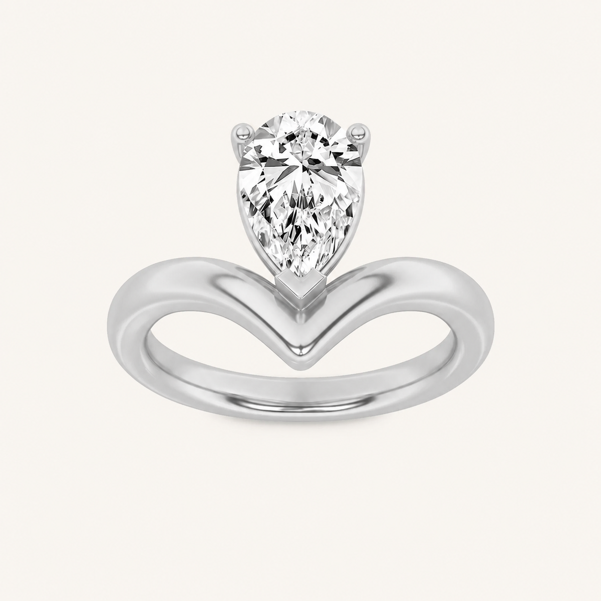 1.5CT Pear Cut Lab Grown Diamond Solitaire Ring