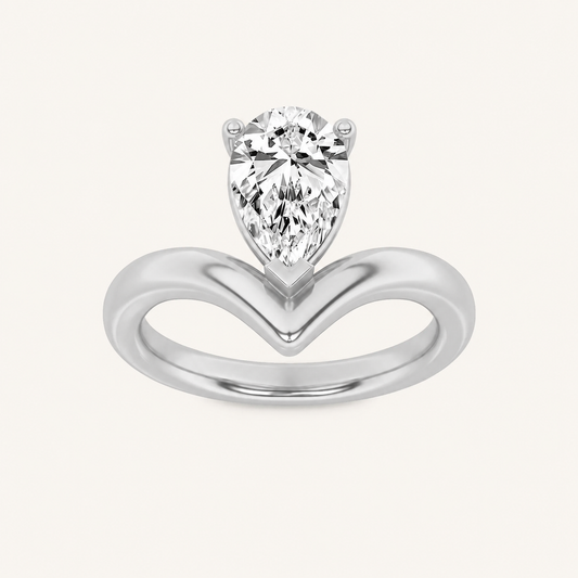 1.5CT Pear Cut Lab Grown Diamond Solitaire Ring