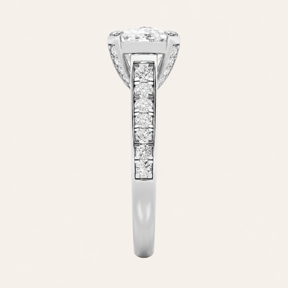 4.5CT Elongated Cushion Cut Lab Grown Diamond Bold Accented East West Side Stone Ring