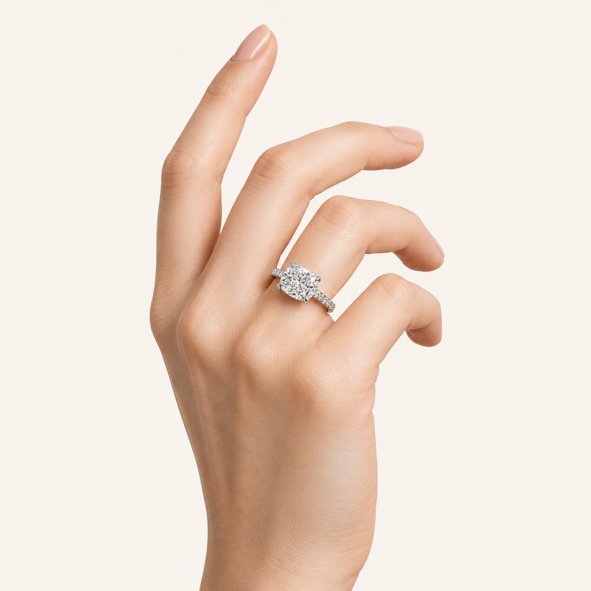 4.5CT Elongated Cushion Cut Lab Grown Diamond Bold Accented East West Side Stone Ring