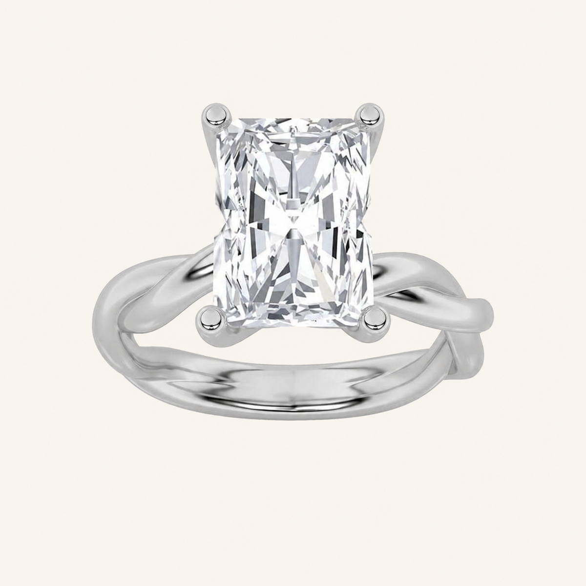 2CT Radiant Cut Lab Grown Diamond Solitaire Ring