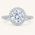 3CT Round Cut Lab Grown Diamond Halo Side Stone Ring