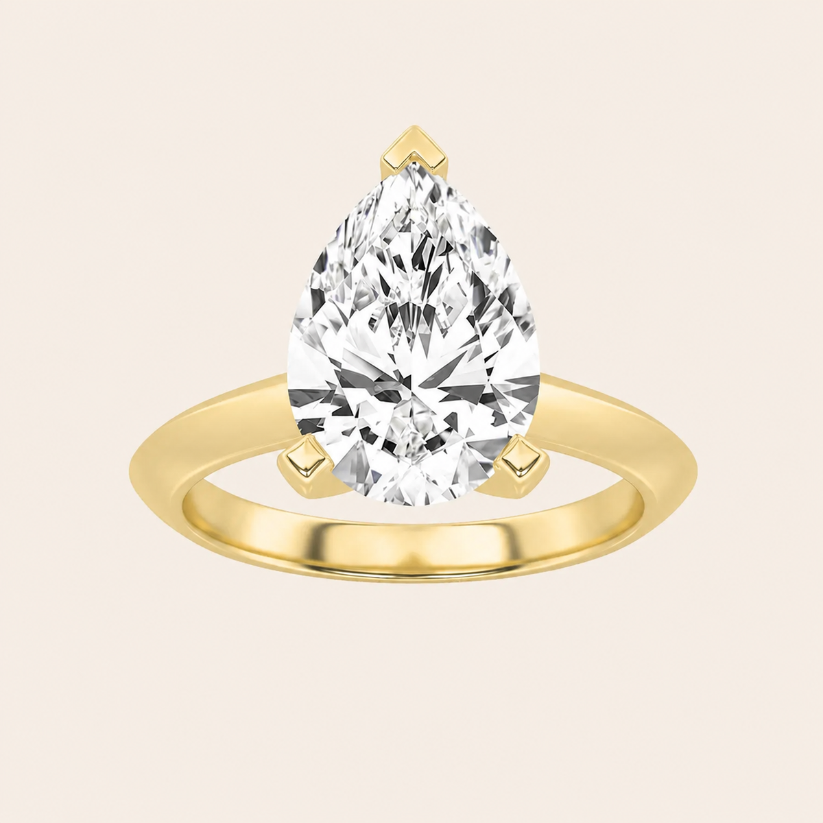 2CT Pear Cut Lab Grown Diamond Solitaire Ring