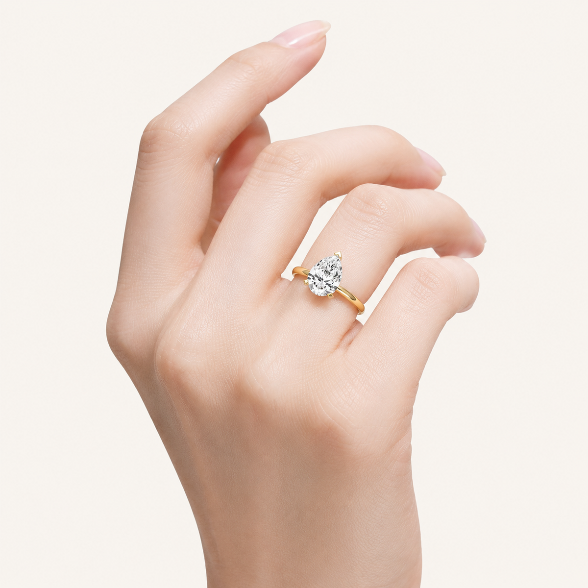 2CT Pear Cut Lab Grown Diamond Solitaire Ring