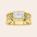 2CT Radiant Cut Diamond Solitaire East West Men's Ring