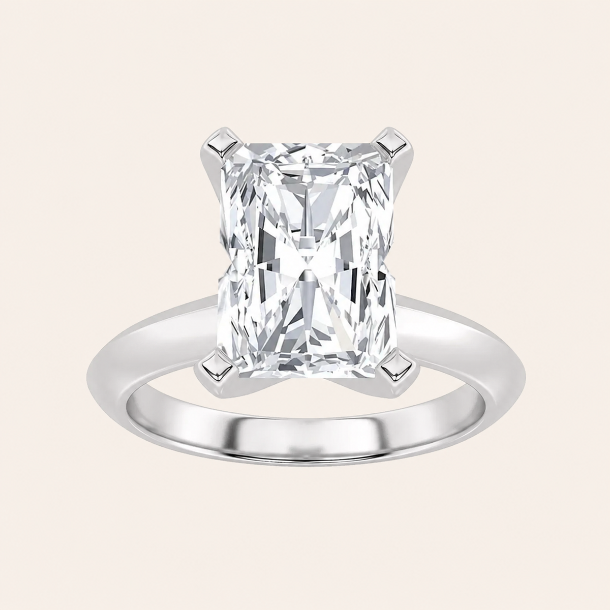 1CT Radiant Cut Lab Grown Diamond Solitaire Ring