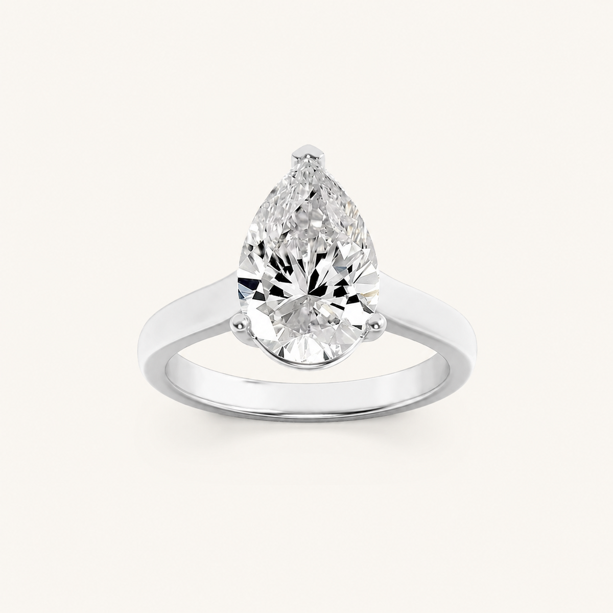 1CT Pear Cut Lab Grown Diamond Solitaire Ring