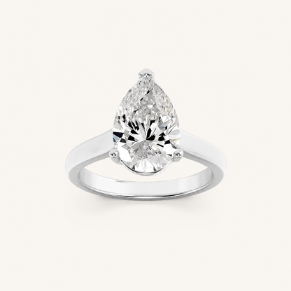 1CT Pear Cut Lab Grown Diamond Solitaire Ring