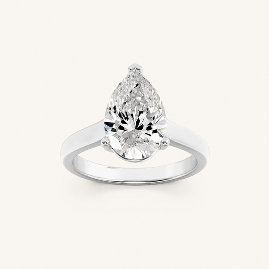 1CT Pear Cut Lab Grown Diamond Solitaire Ring