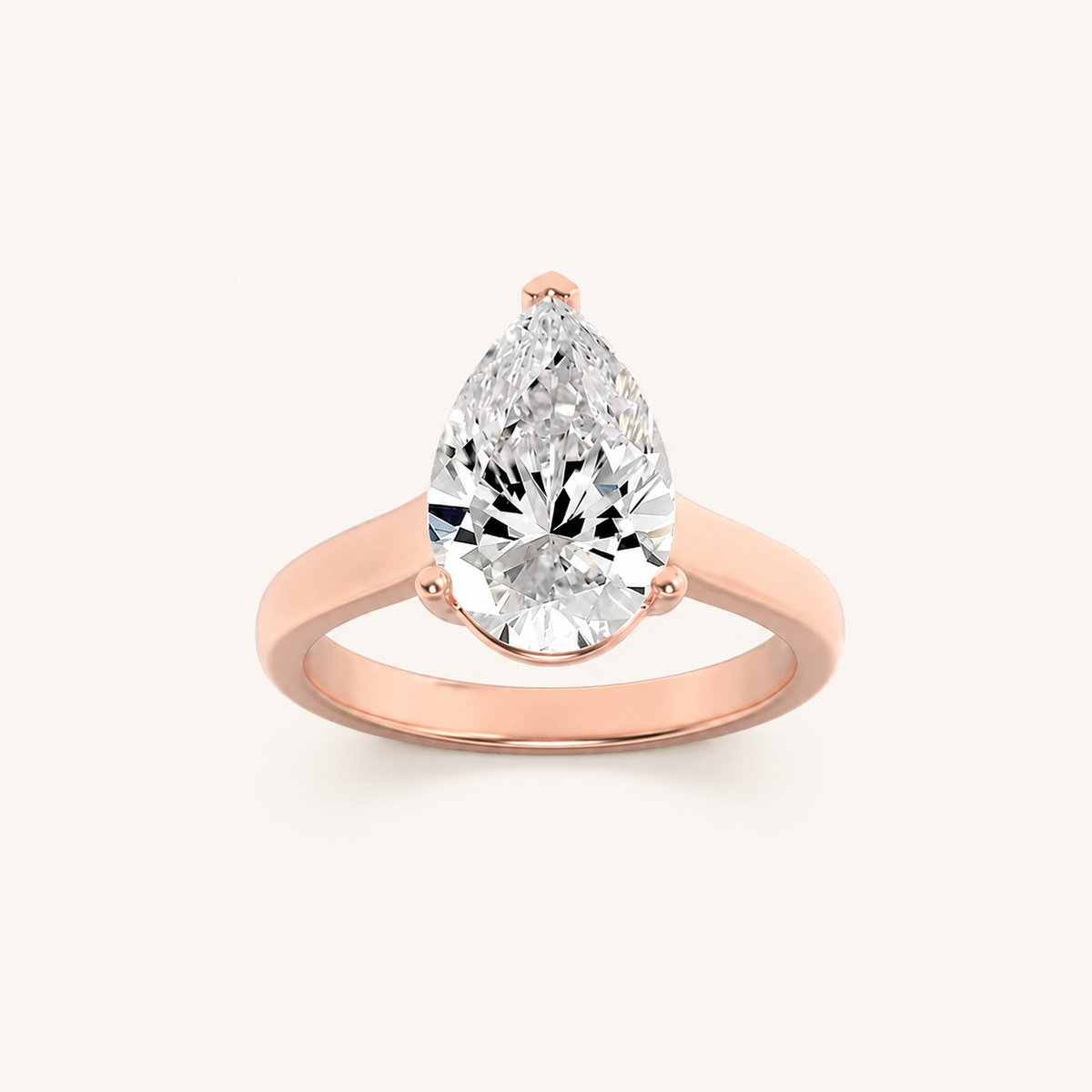 1CT Pear Cut Lab Grown Diamond Solitaire Ring