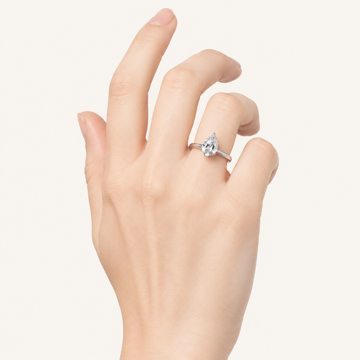 1CT Pear Cut Lab Grown Diamond Solitaire Ring