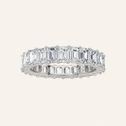 5CT Emerald Cut Lab Grown Diamond Split Prong Eternity Ring