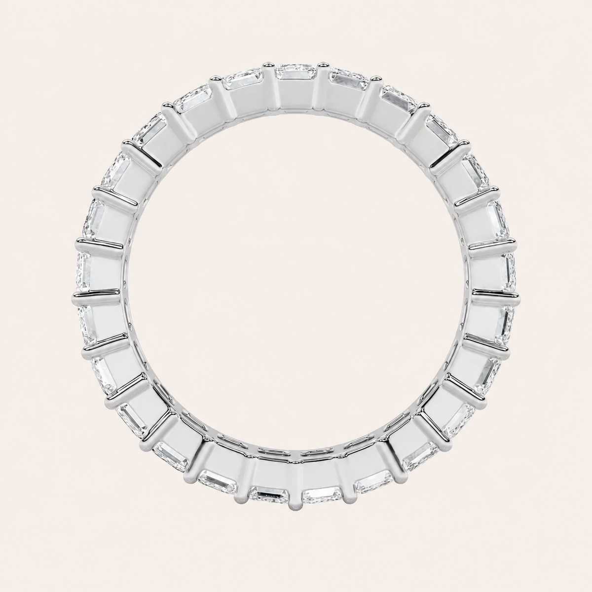 5CT Emerald Cut Lab Grown Diamond Split Prong Eternity Ring