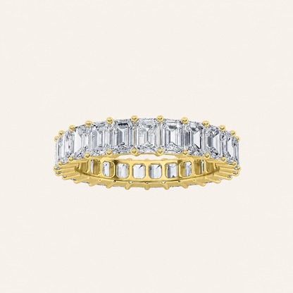 5CT Emerald Cut Lab Grown Diamond Split Prong Eternity Ring