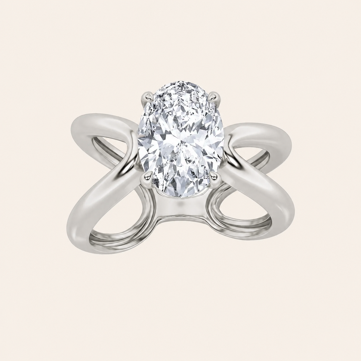 2CT Oval Cut Lab Grown Diamond Solitaire Ring