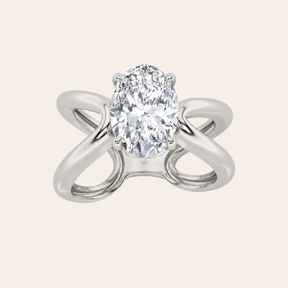 2CT Oval Cut Lab Grown Diamond Solitaire Ring