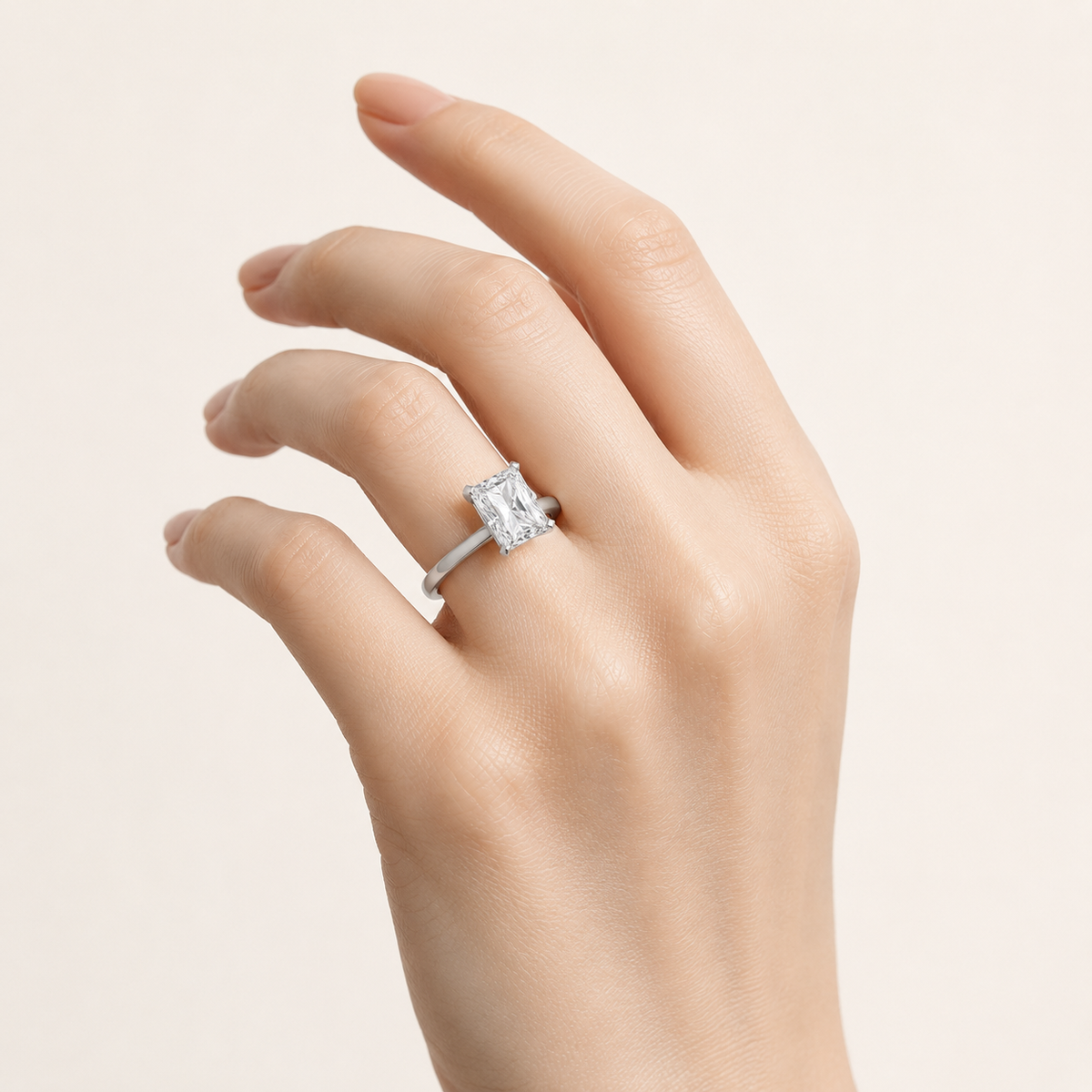 2CT Radiant Cut Lab Grown Diamond Solitaire Ring