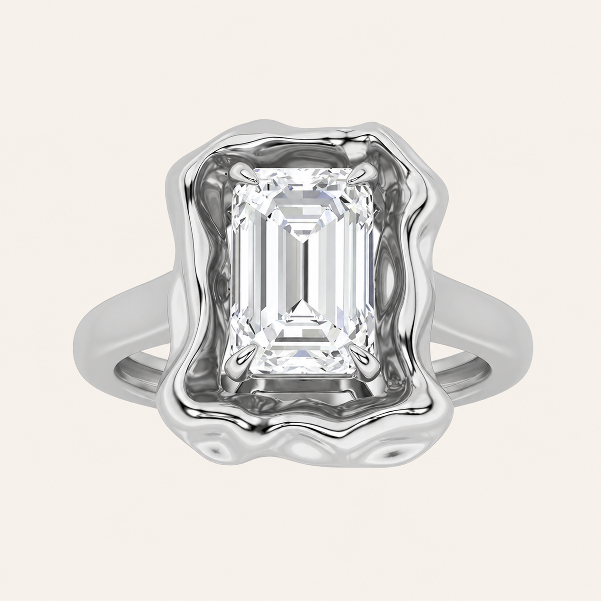 1.5CT Emerald Cut Lab Grown Diamond Solitaire Ring