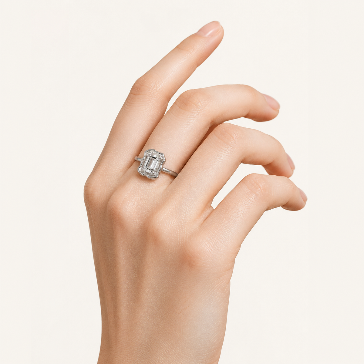 1.5CT Emerald Cut Lab Grown Diamond Solitaire Ring