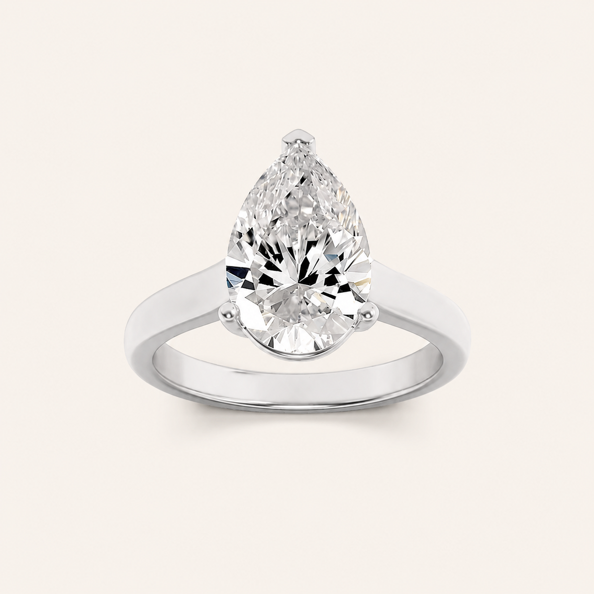 2CT Pear Cut Lab Grown Diamond Solitaire Ring