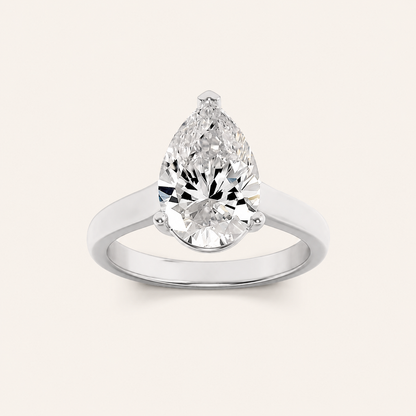 2CT Pear Cut Lab Grown Diamond Solitaire Ring