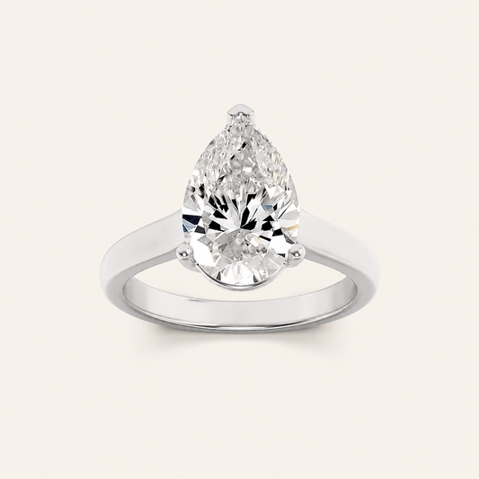 2CT Pear Cut Lab Grown Diamond Solitaire Ring