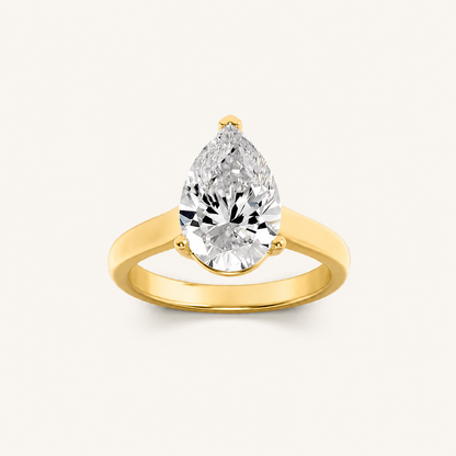 2CT Pear Cut Lab Grown Diamond Solitaire Ring