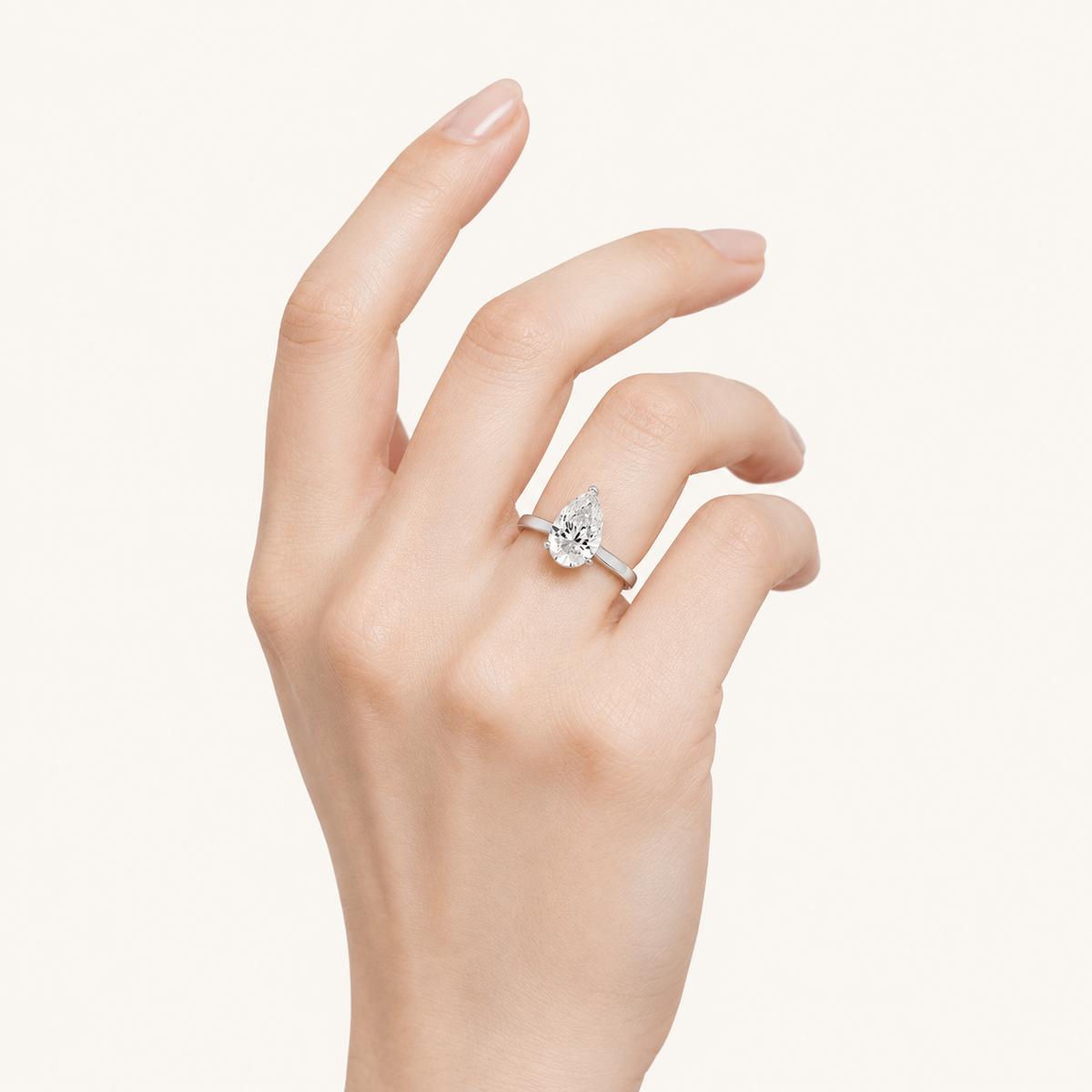 2CT Pear Cut Lab Grown Diamond Solitaire Ring